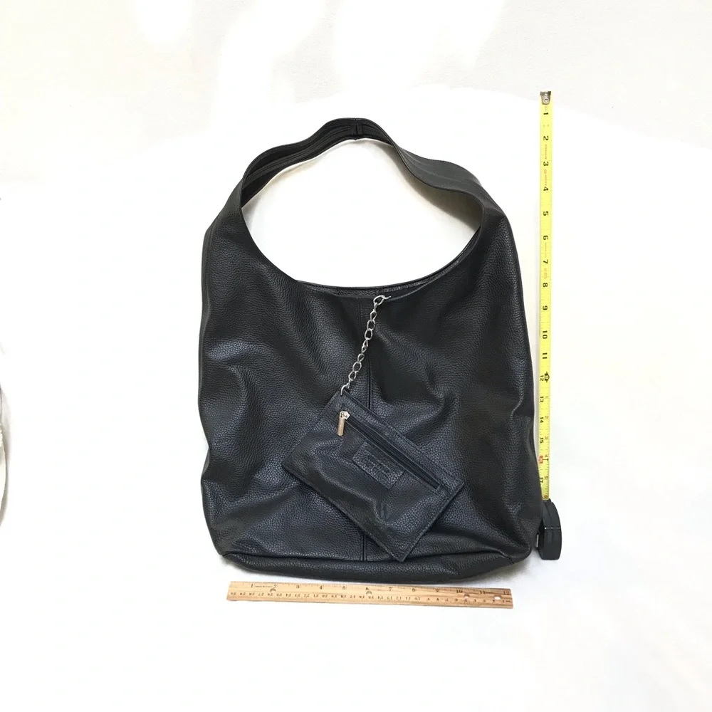 XL Large Classic Black Leather Hobo Bag - Genuine Italian Dollaro Leather